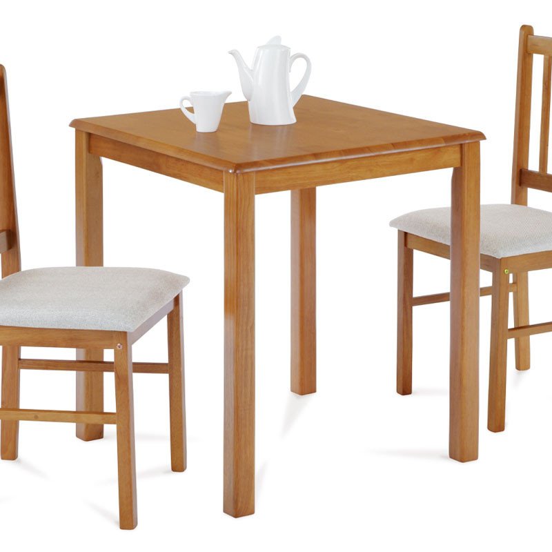 Jedálenský set 1+2, stôl 69 x 69 x75 cm, masíiv kaučukovník, morenie dub landhaus, sivé látkové sedáky - JAGUAR OAK