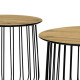 Set 2ks stolíkov, pr.60x34, pr.37x37 cm, dosky MDF, 3D dekor divoký dub, kovová drôtená podnož, čierny mat
