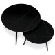 Sada 2 konferenčních stolů o80cm a o60cm, černá keramická deska, černé kovové nohy